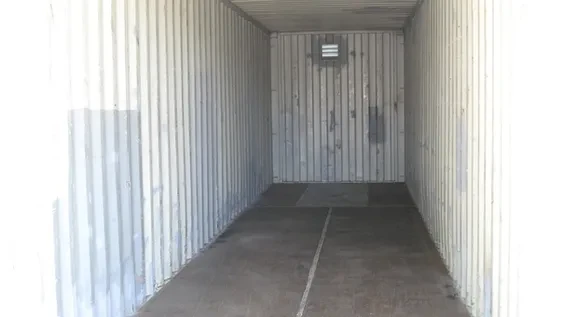 Interior of 40-foot steel shipping container storage unit